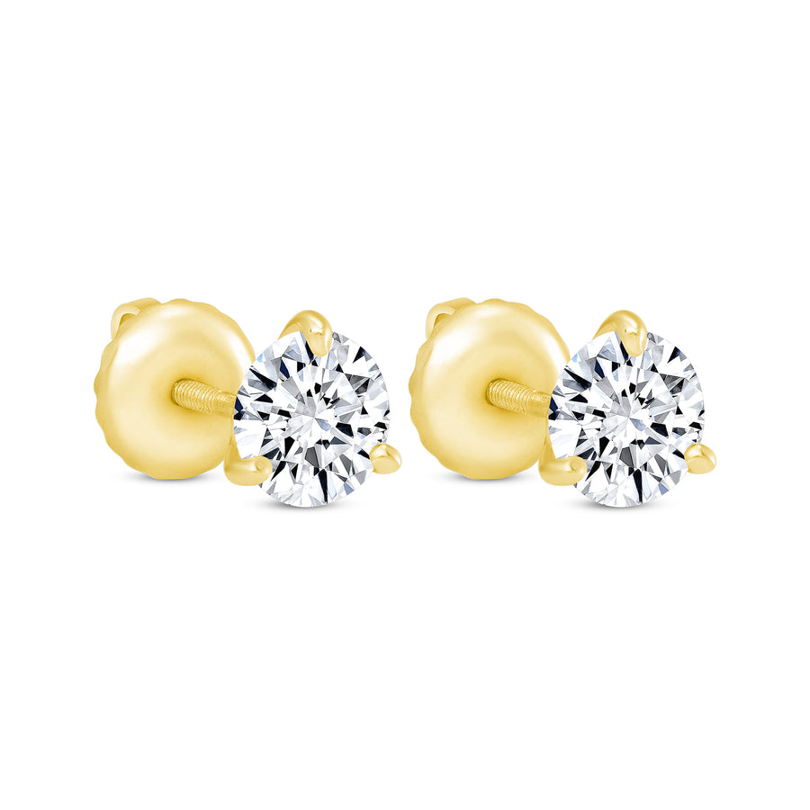 Blue Topaz CZ Flower Stud Earrings in Gold | The Jewelry Vine